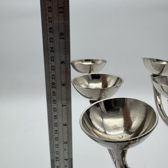 Reindeer Candle Holder Silver Tone 6 Point Metal Christmas Holiday Candelabra - Picture 7 of 8